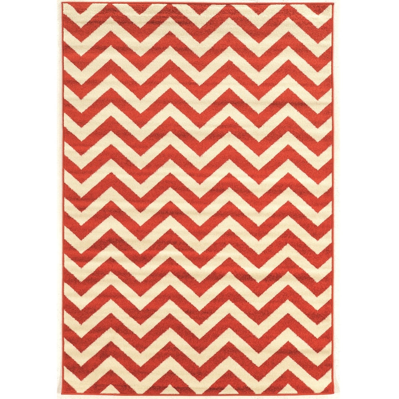 Claremont Chevron Rug Collection - 8' x 10'2" - Terracotta/Ivory