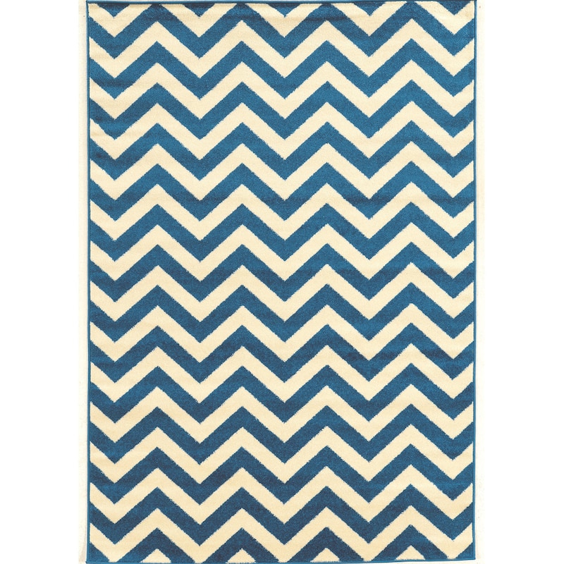 Claremont Chevron Rug Collection - 8' x 10'2" - Blue/Ivory