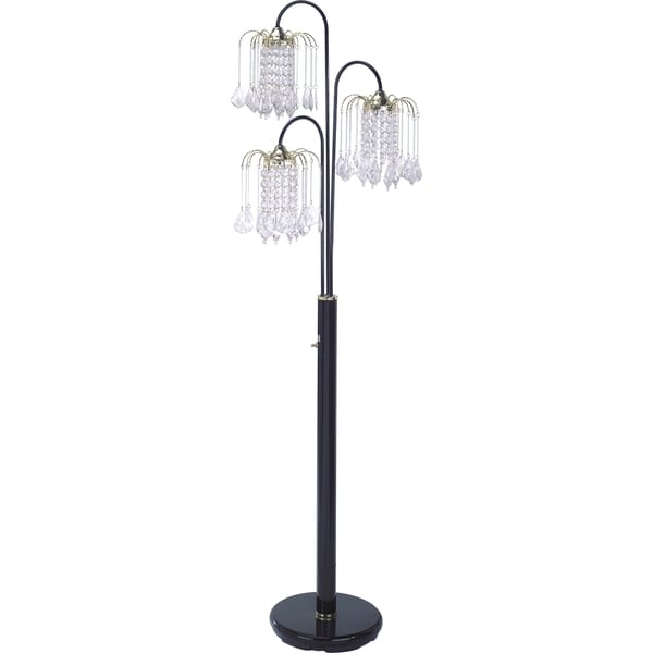 QMax Black Metal and Faux Crystal 63-inch 3-light Adjustable Floor Lamp