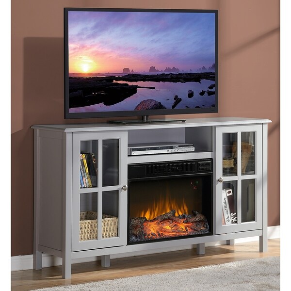 Shop Homestar Langley Grey 55 5 Inch Wide Media Fireplace Ships