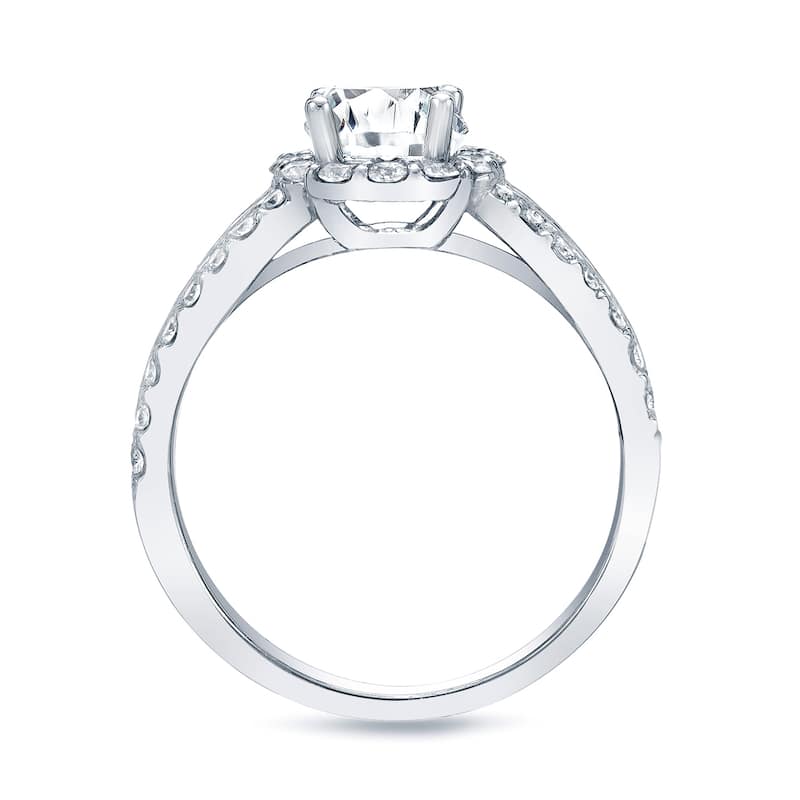 Auriya Platinum 1 1/2ct TDW Certified Round Diamond Halo Engagement Ring Bridal Set