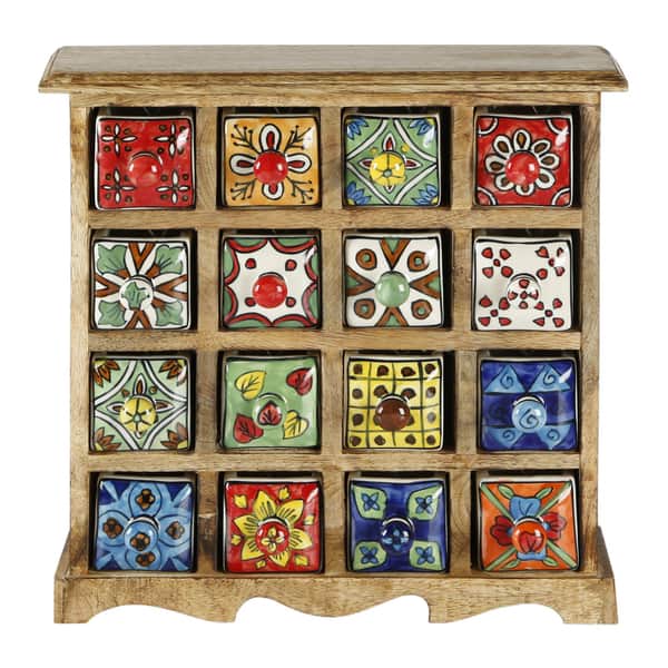 Curios 16 Drawer Light Brown Wood Apothecary Chest Overstock 13182497