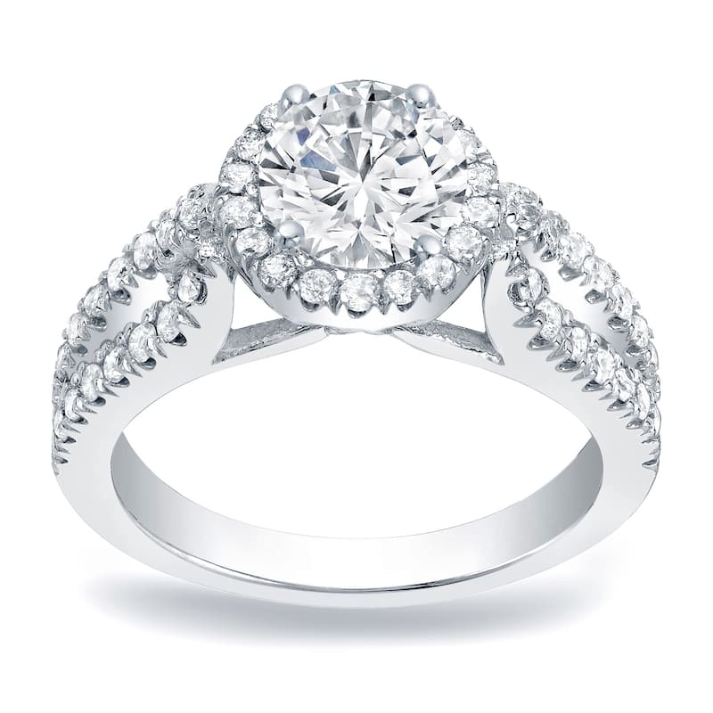 Auriya Platinum 1 1/4ct TDW Round Diamond Halo Engagement Ring (H-I, SI1-SI2)