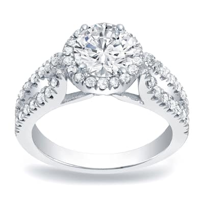 Auriya Platinum 1 1/4ct TDW Round Diamond Halo Engagement Ring (H-I, SI1-SI2)