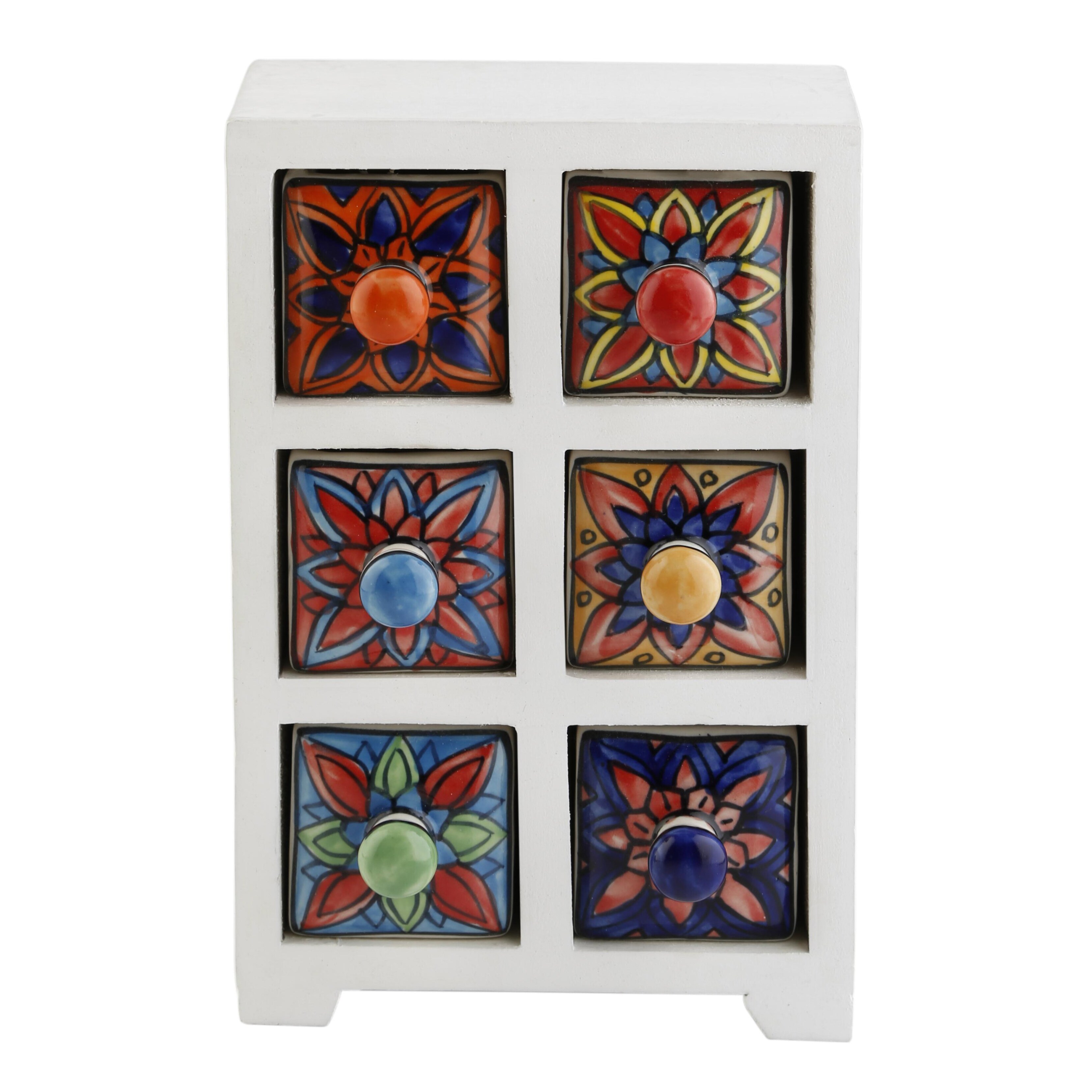 Shop Curios 6 Drawer White Wood Apothecary Chest Free Shipping
