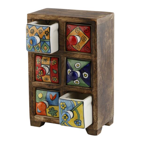 Curios 6 Drawer Brown Wood Apothecary Chest On Sale Overstock 13182525