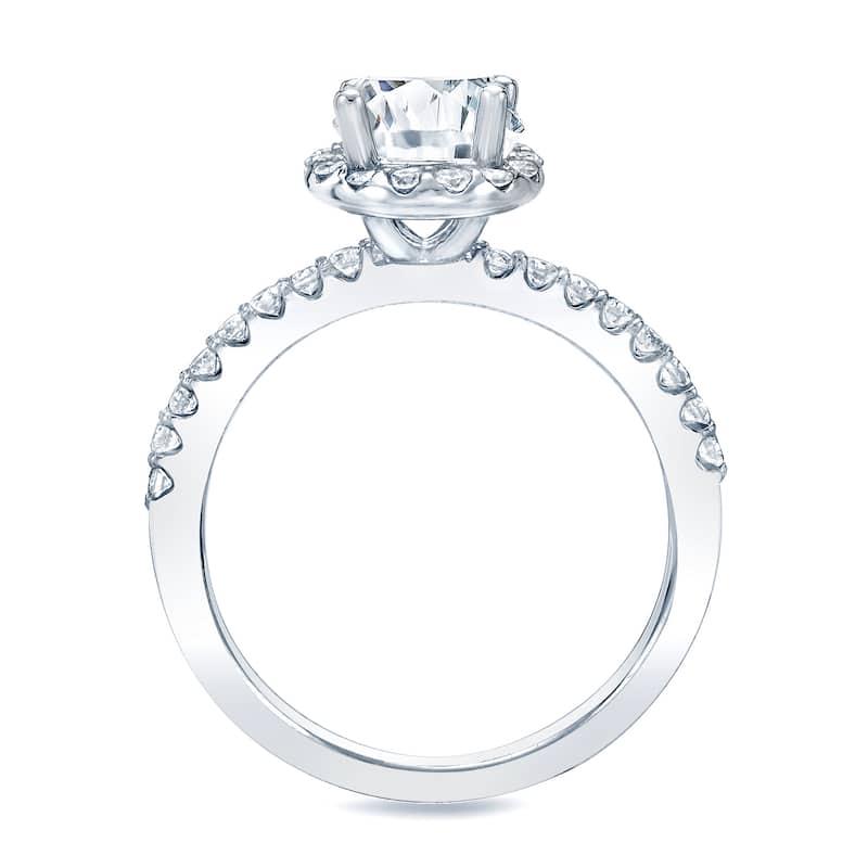 Auriya Platinum 1 1/4ct TDW Certified Round Diamond Halo Engagement Ring Bridal Set