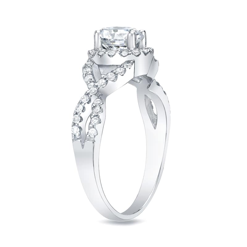 Auriya Platinum 3/4ct TDW Round Infinity Halo Diamond Engagement Ring