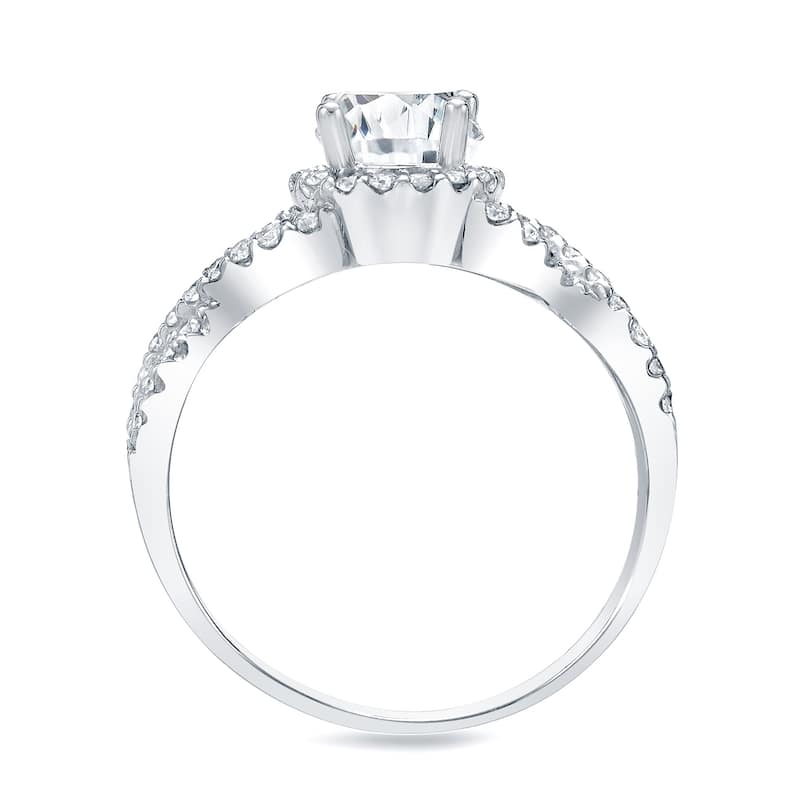 Auriya Platinum 3/4ct TDW Round Infinity Halo Diamond Engagement Ring