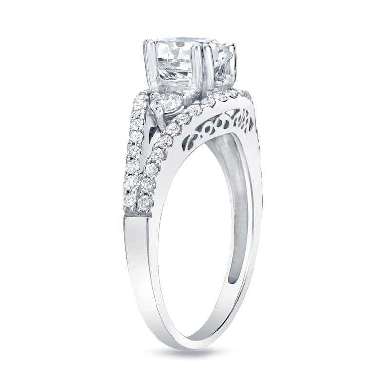 Auriya Unique 1 1/4ctw Round 3-Stone Diamond Engagement Ring Platinum Gold Certified