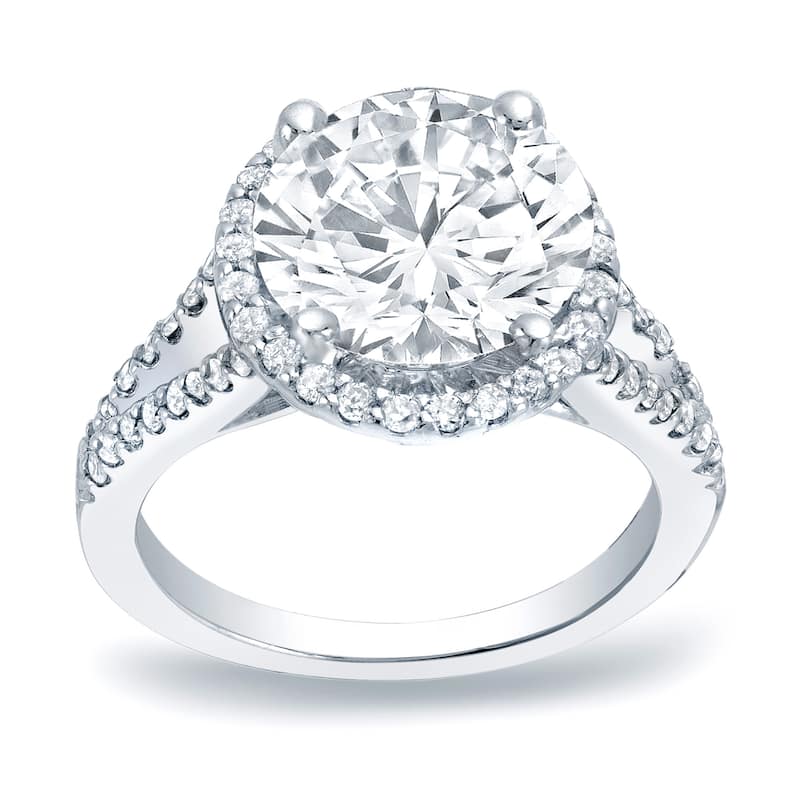 Auriya 1 3/4ctw Round Halo Diamond Engagement Ring Platinum Gold Certified (H-I, SI1-SI2)