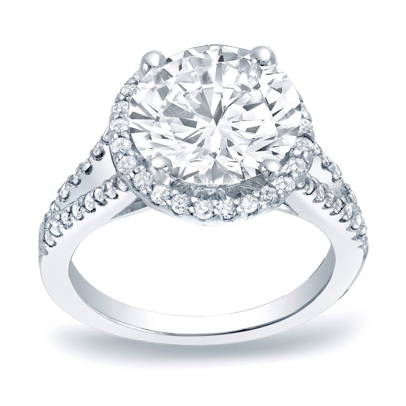 Auriya 1 3/4ctw Round Halo Diamond Engagement Ring Platinum Gold Certified (H-I, SI1-SI2)