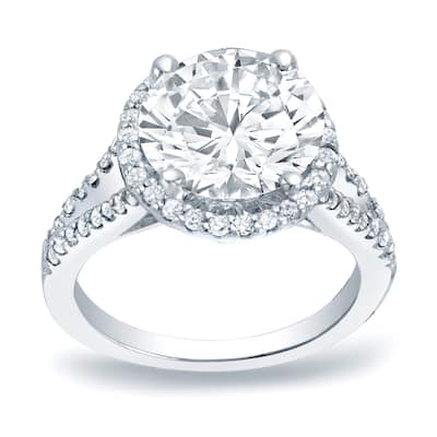 Auriya 1 3/4ctw Round Halo Diamond Engagement Ring Platinum Gold Certified (H-I, SI1-SI2)