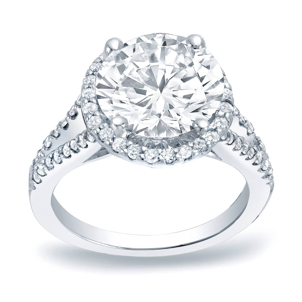 Auriya 1 3/4ctw Round Halo Diamond Engagement Ring Platinum Gold Certified (H-I, SI1-SI2)