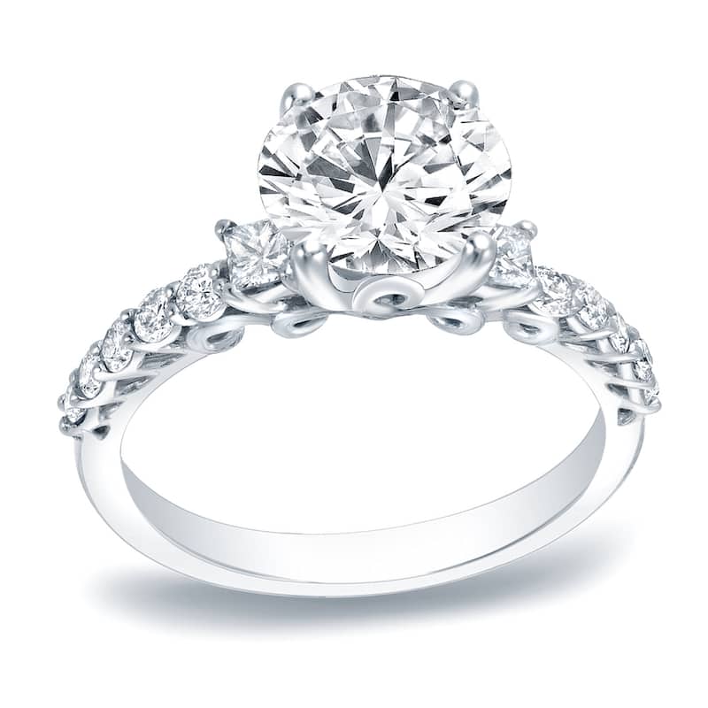 Auriya Platinum 1 2/5ctw Round 3-Stone Diamond Engagement Ring Certified (H-I, SI1-SI2)
