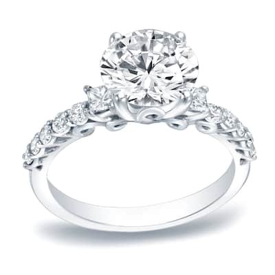 Auriya Platinum 1 2/5ctw Round 3-Stone Diamond Engagement Ring Certified (H-I, SI1-SI2)