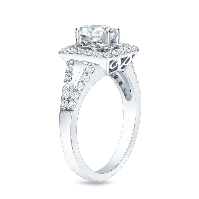 Auriya Platinum 1ct TDW Floret Princess-Cut Diamond Engagement Ring (H-I, SI1-SI2)