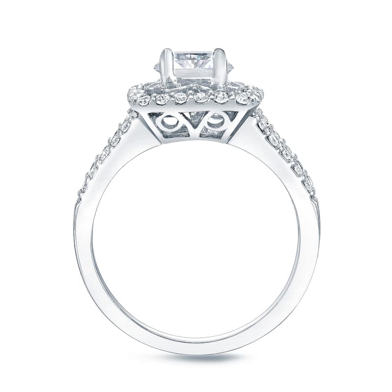 Auriya Platinum 1ct TDW Floret Princess-Cut Diamond Engagement Ring (H-I, SI1-SI2)