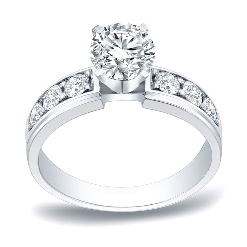 Auriya Platinum 1ct TDW Round Diamond Solitaire Engagement Ring