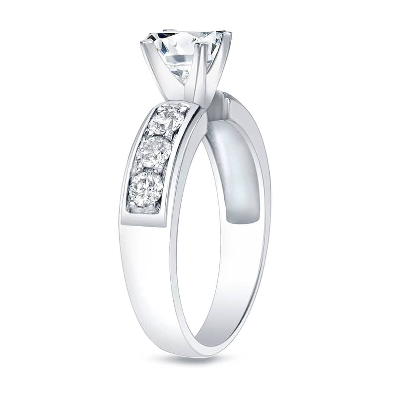 Auriya Platinum 1ct TDW Round Diamond Solitaire Engagement Ring