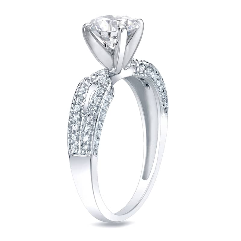 Auriya Platinum 1 1/4ct TDW Certified Round Diamond Engagement Ring