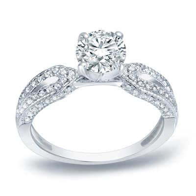 Auriya Platinum 1 1/4ct TDW Certified Round Diamond Engagement Ring