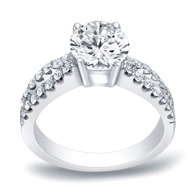 Auriya 1ctw Round Split-Shank Diamond Engagement Ring Platinum