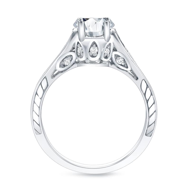 Auriya Platinum 1ct TDW Certified Round Curved Band Diamond Engagement Ring Bridal Set