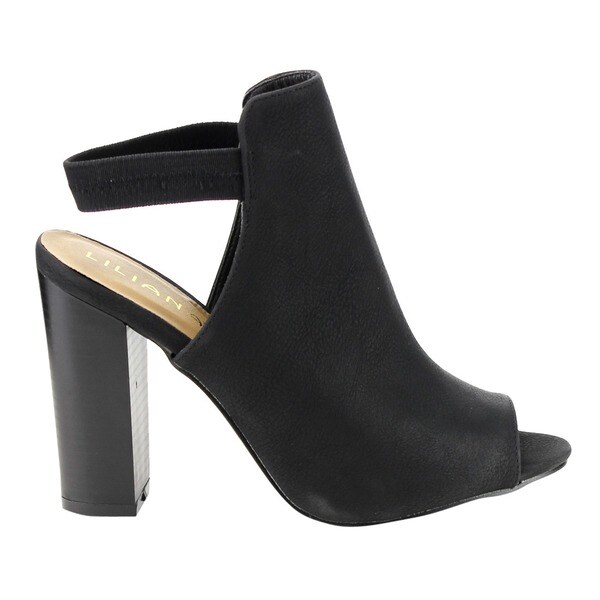 chunky heel open toe boots