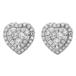 Elora 14K Gold 1/2ct TDW Round Diamond Heart Shaped Stud Earrings (I-J ...