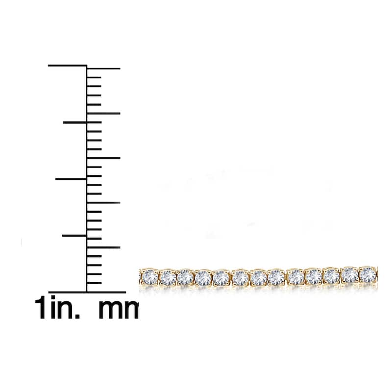 14k Yellow Gold 3 ct Round Cut Diamond Tennis Bracelet 7" - White I-J