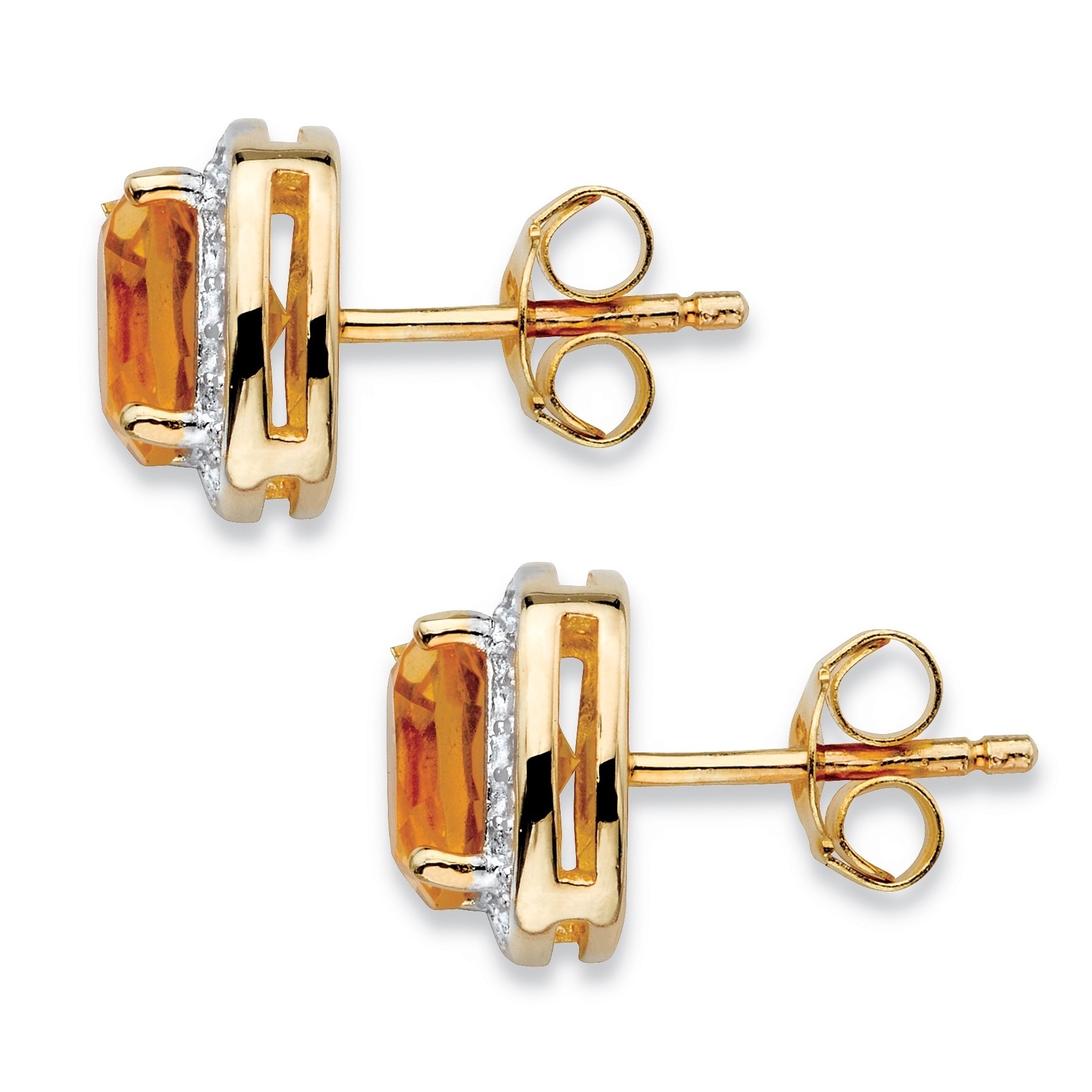 5 x 3 MM 0.30 Carat ctw 10k Gold Oval Yellow Citrine and Diamond Halo Stud Earrings with Post with Friction Back 5 x 3 MM 0.30 Carat ctw 10k Gold Oval Yellow Citrine and Diamond Halo Stud Earrings with Post with Friction Back