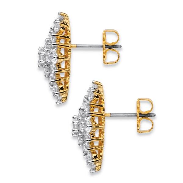 14K Yellow Gold Plated Round Cut AAA Cubic Zirconia Cluster Drop Stud Earrings For Women 14K Yellow Gold Plated Round Cut AAA Cubic Zirconia Cluster Drop Stud Earrings For Women
