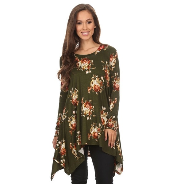 Shop Women's Multicolor Rayon and Spandex Floral Print Tunic - On Sale ...