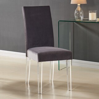 Armen Living  Dalia Black/Grey Acrylic/Velvet Modern and Contemporary Dining Chair with Acrylic Legs (Set of 2) (Grey)