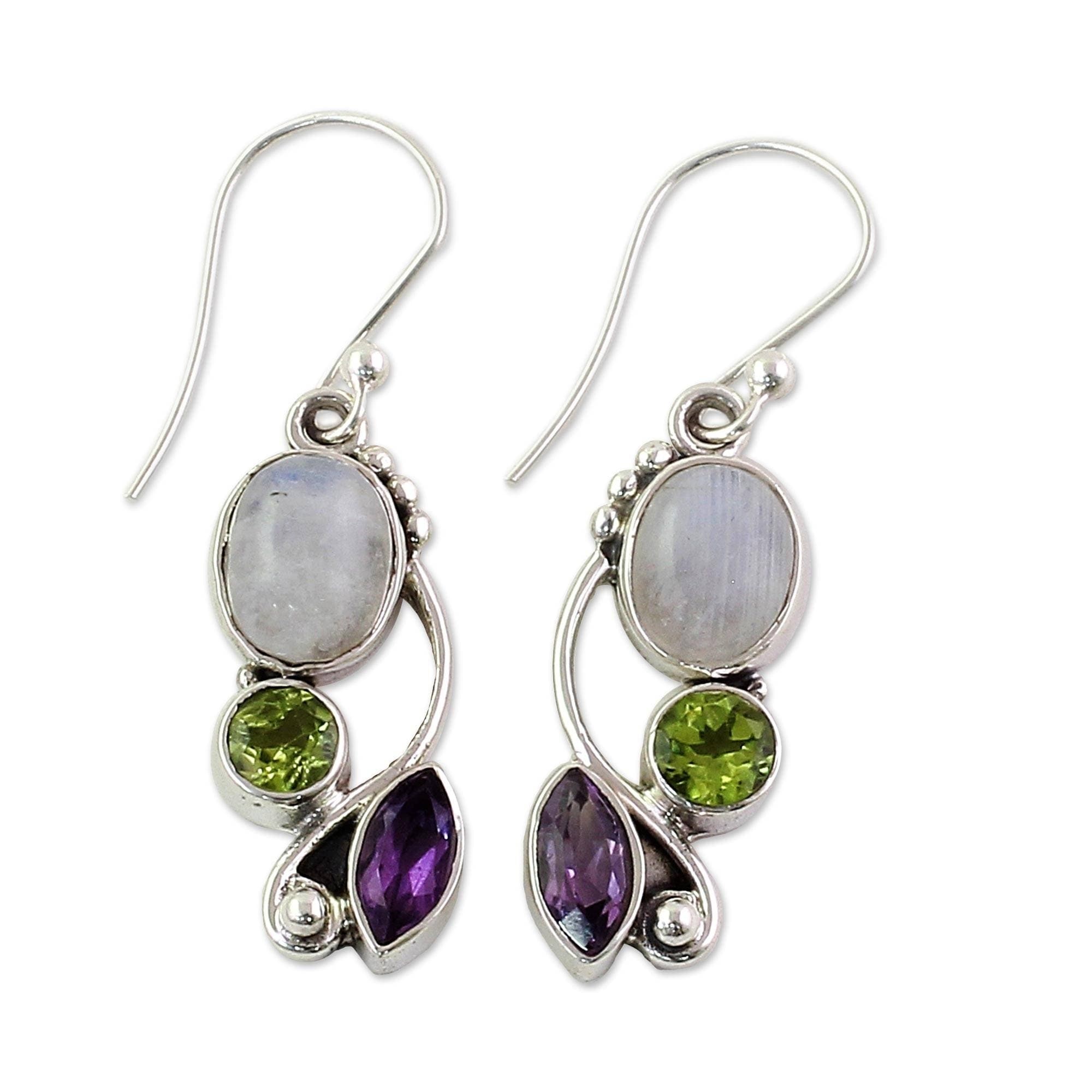 New White Gold Silver Plated Round Crown Set Amethyst Purple CZ Stud Earrings for Women Lady