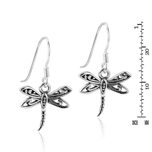 Dragonfly Sterling Silver Pendant and Dangle Drop Earring Set