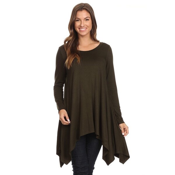 Women's Solid Color Polyester and Spandex Oversize Tunic - Overstock ...