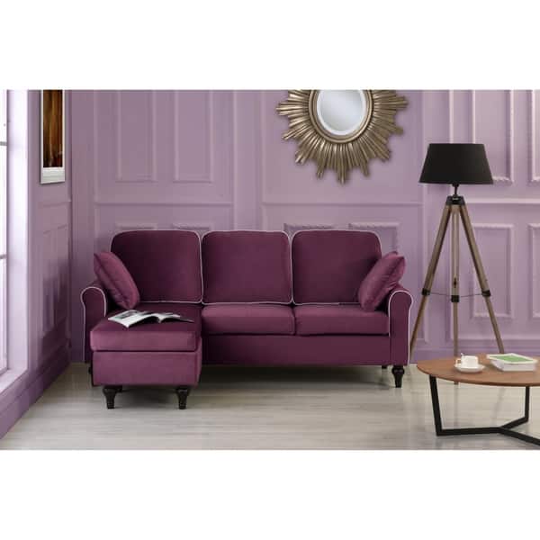 Shop Traditional Small Space Velvet Sectional Sofa With Reversible