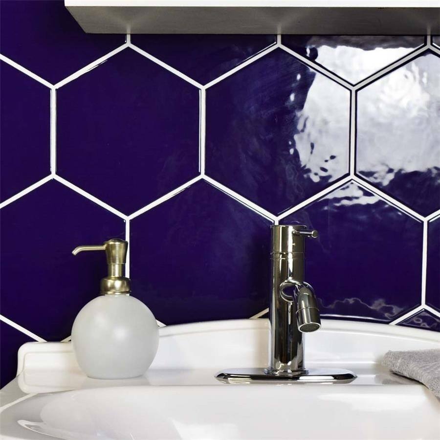 Merola Tile 7x8-inch Hextile Glossy Cobalto Ceramic Wall Tile (35 tiles/11 sqft.)