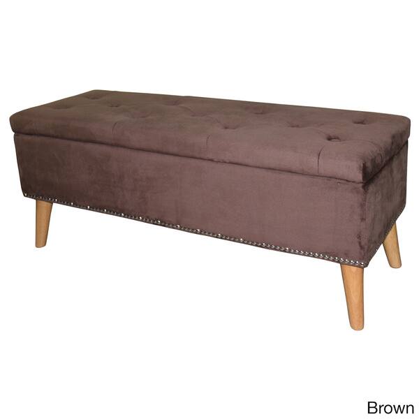 Shop Ore 17 Inch Tufted Suede Storage Bench Free Shipping Today