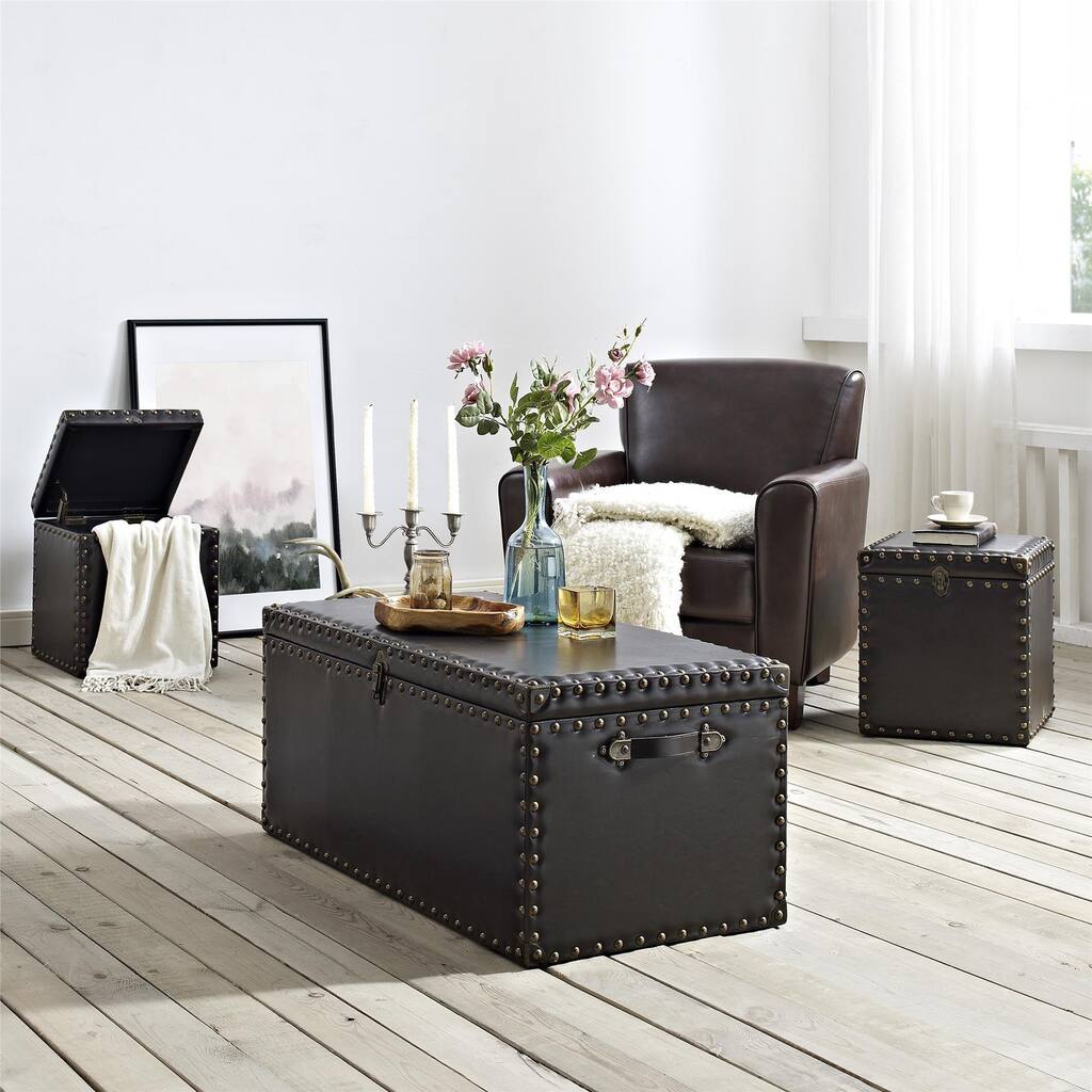 Dorel Living Espresso 3-Piece Storage Trunk Set