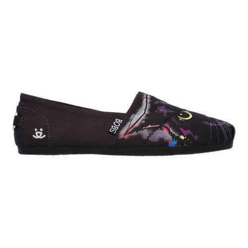 Women's Skechers BOBS Plush Cat-Tastic Alpargata Black - Thumbnail 1