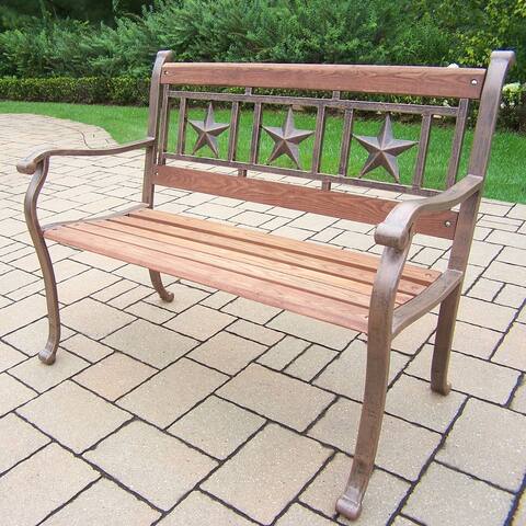 Oakland Living Five Point Antique Bronze Cast Iron/ Wood Bench