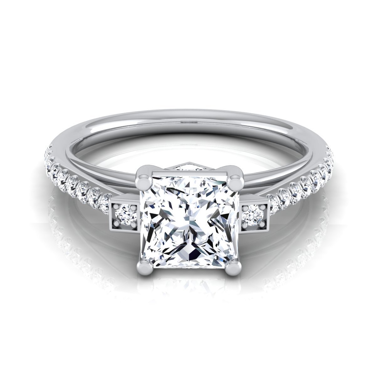 14k White Gold IGI-certified 1 1/3ct TDW Princess-cut Diamond Illusion Engagement Ring