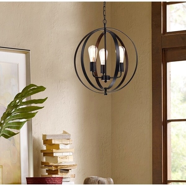 Benita Antique Black 3-light Concentric Mixed Iron Orb Chandelier (3-Light, Orb Chandelier, Antique Black) - Chandeliers For Bedrooms by Overstock.com