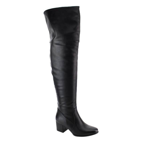 Shop Nature Breeze Women's Faux Leather Over The Knee Mid High Block ...