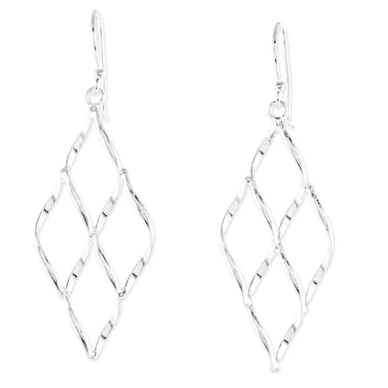 Sterling Silver 'Swirling Diamond' Earrings - 2L*0.7W