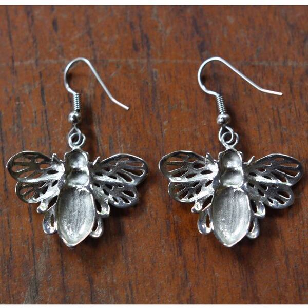 Handmade White Brass Bumble Bee Dangle Earrings By Spirit Indonesia Overstock