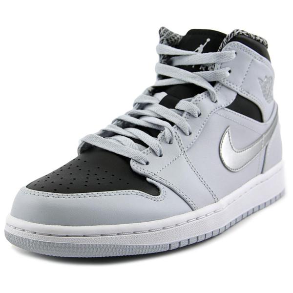 Shop Jordan Men�s �Air Jordan 1 Mid� Grey Leather Athletic
